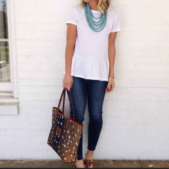 J. Crew Tops - J. Crew Peplum Short Sleeve Crewneck Tee - White